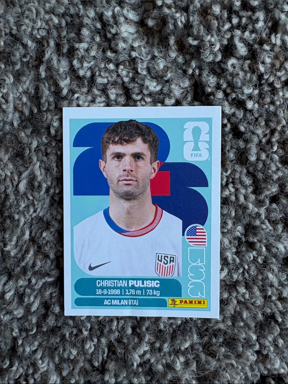 Panini Player Sticker - Light Blue, Navy & Red Accents